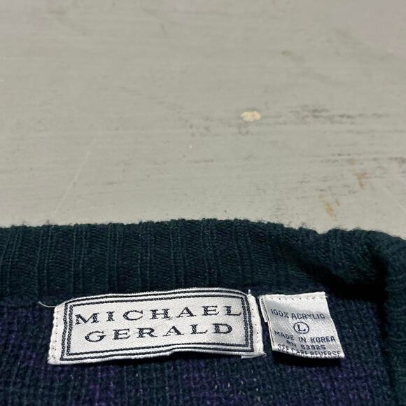 **Vintage 80s Michael Gerald Navy and Purple Cardigan** - Picture 3 of 5